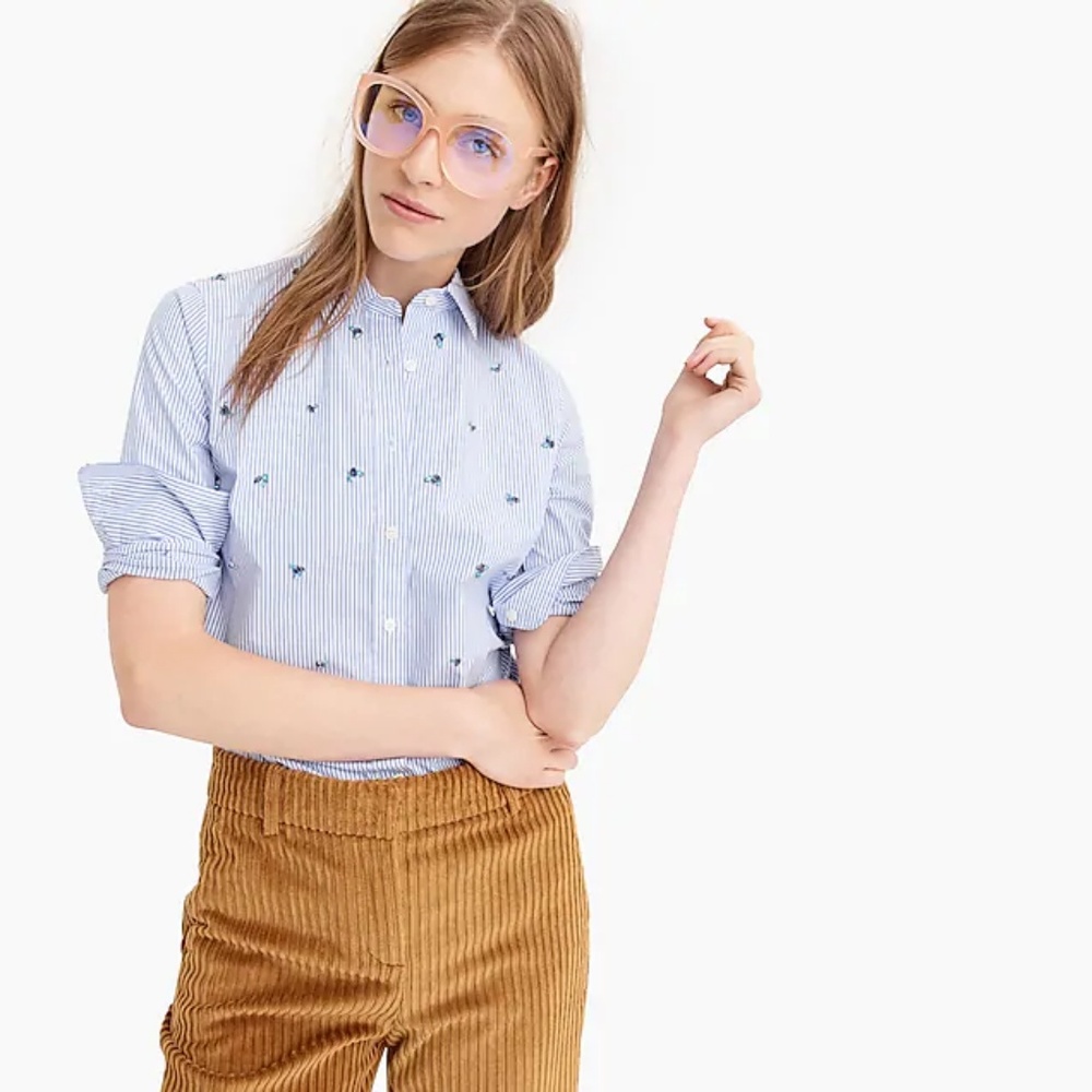 🌸Embellished slim stretch Perfect Shirt in stripe